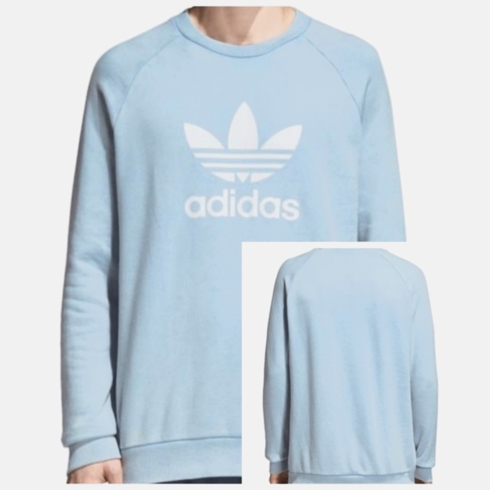 Adidas Baby Blue Crewneck Pullover Sweatshirt Top Blouse Sz M